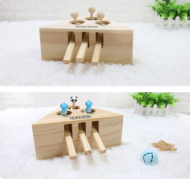 Wooden Pet Cat Toy Play Catch Toy Playing Exercise Toy