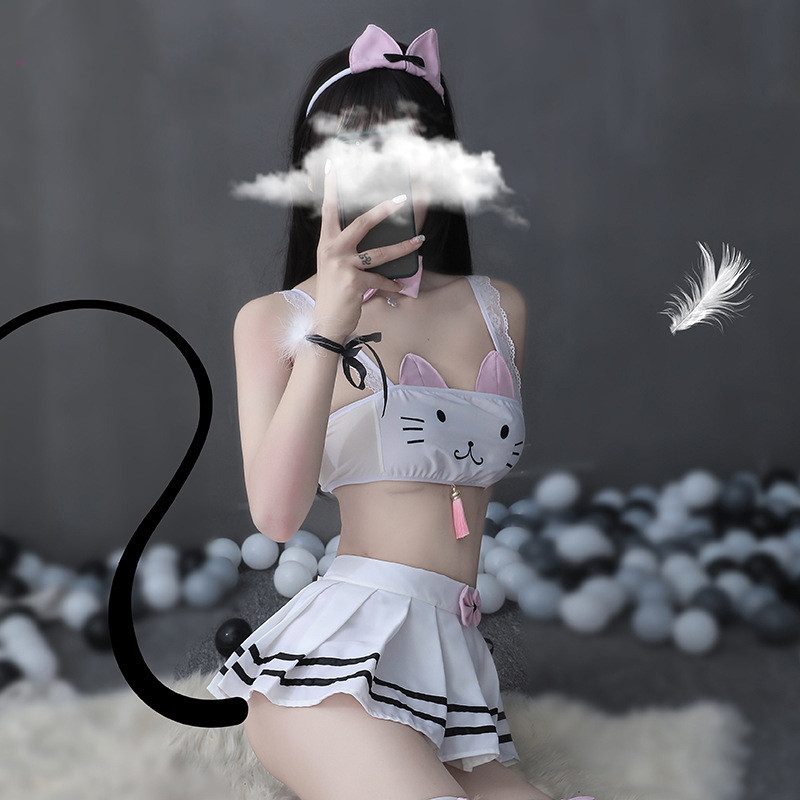 Meow Prestige Cat Lovers Cute Cat Underwear set Uniform Sexy Lingerie