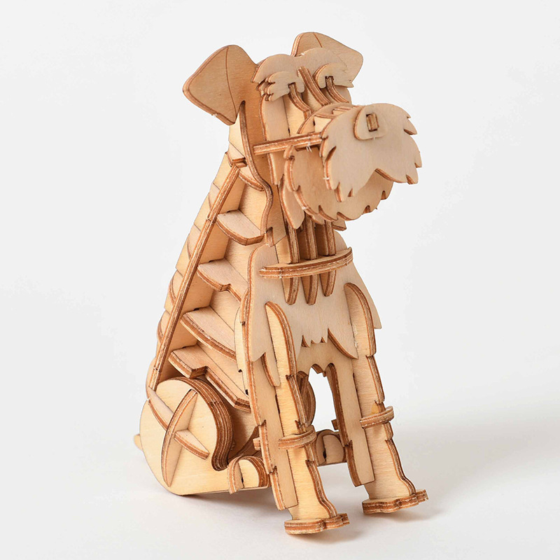 Laser Cut Cat Dog Panda Toys 3D Wooden Puzzle Assembly Model Kit For Children C 