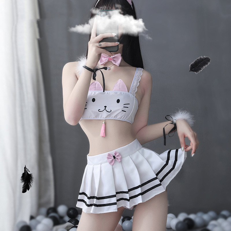 Meow Prestige Cat Lovers Cute Cat Underwear set Uniform Sexy Lingerie