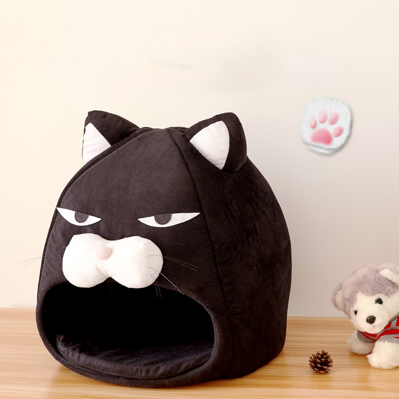 Cartoon Cat Shape Cat House Pet Bed