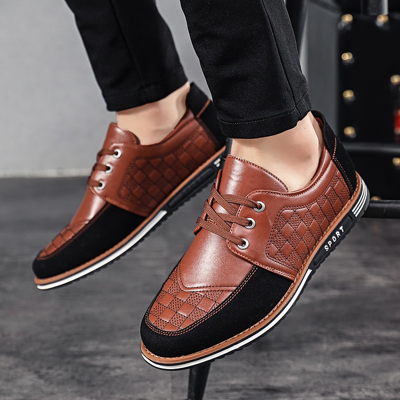 fashion men leather casual shoes italian luxury male dress work flats designer moccasins homme driving leisure oxfords shoes man (3)