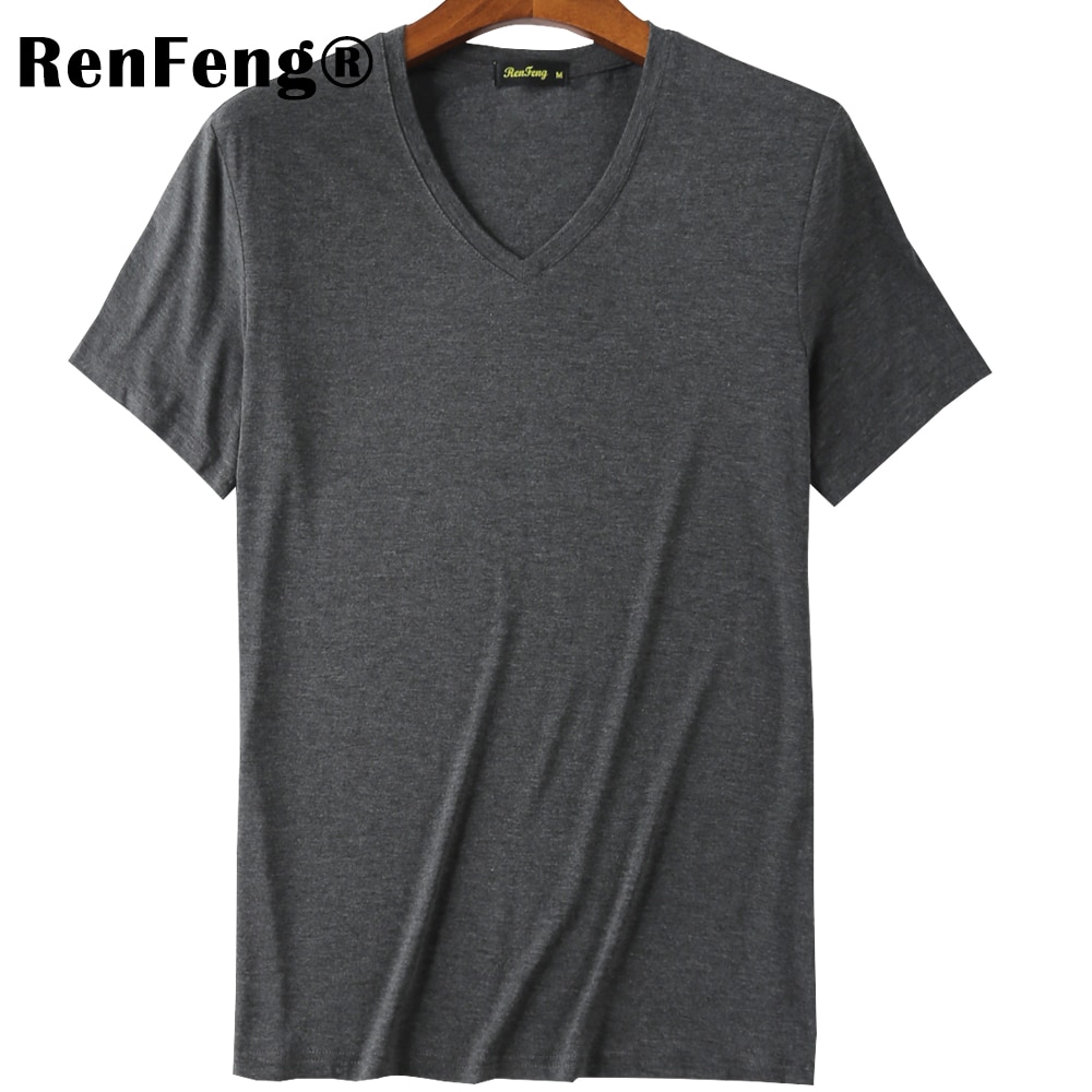 Large size men's clothing plus Simple Blank loose bamboo Cotton breathable short-sleeved T-shirt bottoming shirt summer Tee Shirts (2)