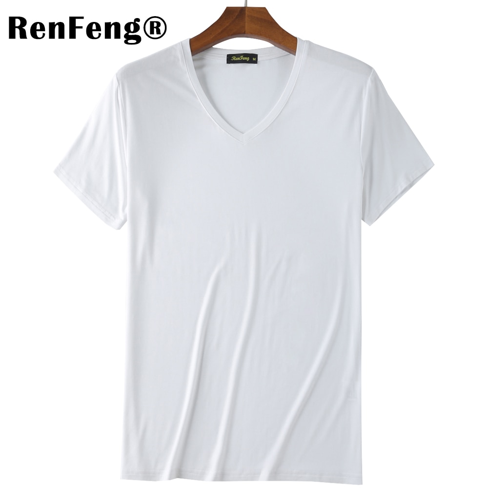 Large size men's clothing plus Simple Blank loose bamboo Cotton breathable short-sleeved T-shirt bottoming shirt summer Tee