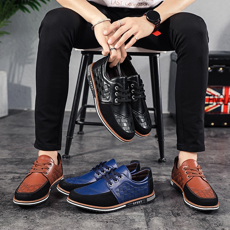 fashion men leather casual shoes italian luxury male dress work flats designer moccasins homme driving leisure oxfords shoes man (1)