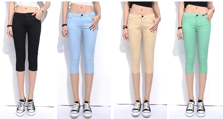 2018 New Spring Leisure Stretch Candy Color Cropped pants Female pencil pants Thin section Trousers Female feet Breeches (7)