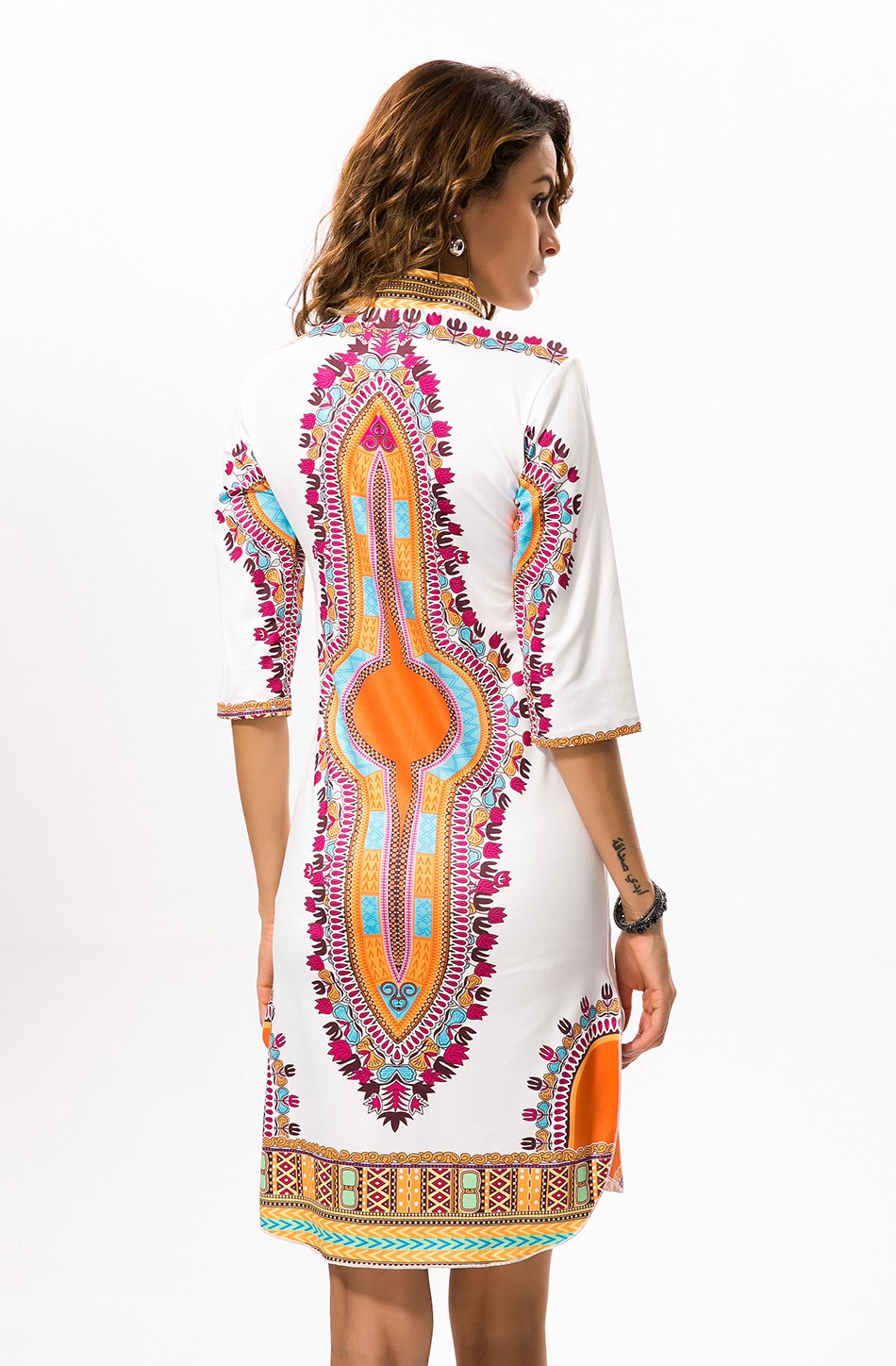 Sexy V-Neck Pocket Patchwork Bodycon Tunic Dress Women Summer Robe African Print Dashiki Dresses Sundress Vestidos - Amexza.com
