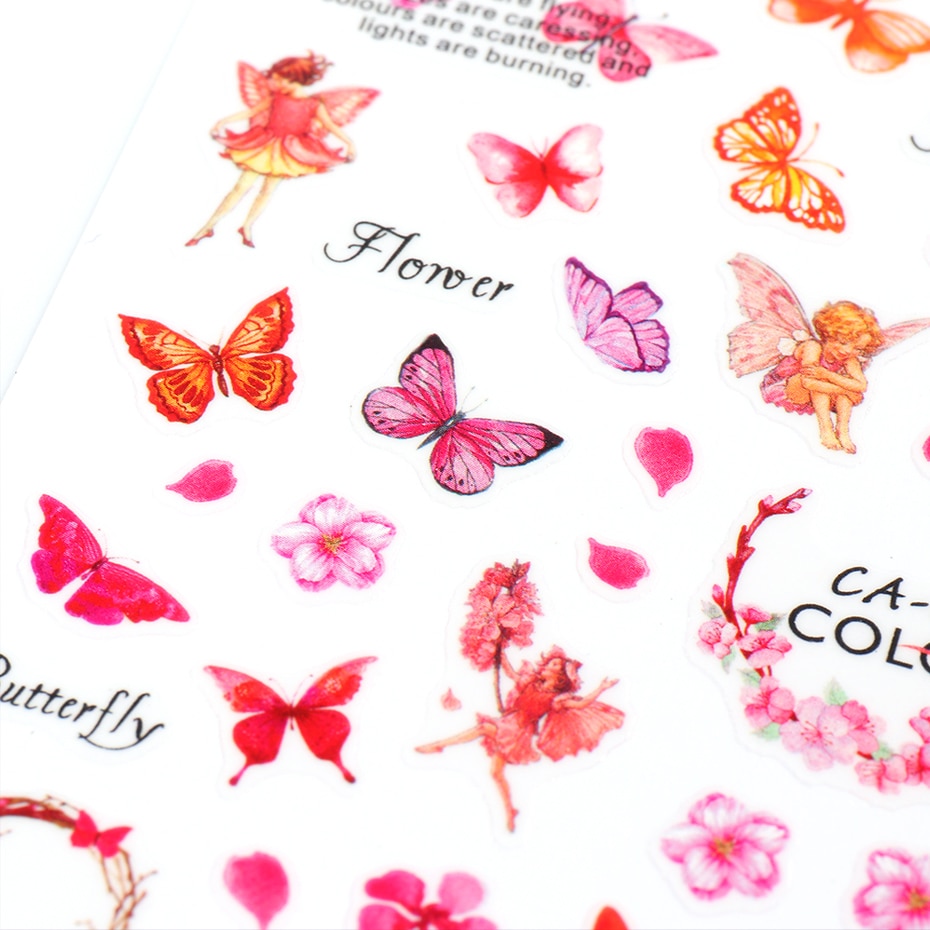 Butterfly Nail Stickers Flower Water Transfer Sliders Summer Colorful Nail Art Stickers DIY Manicure