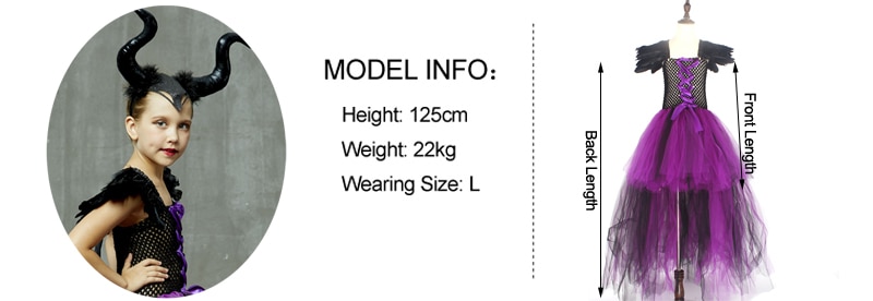 Purple Black Children Maleficent Costume Girls Dark Witch Villain Halloween Fancy Tutu Dress Evening Party Carnival Ball Gowns (8)