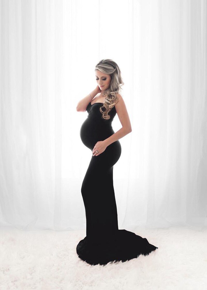 Long Maternity Dresses Photography Props Sexy Shoulderless Pregnant Dress Photo Shooting Pregnancy Maxi Maternity Gown For Women (3)