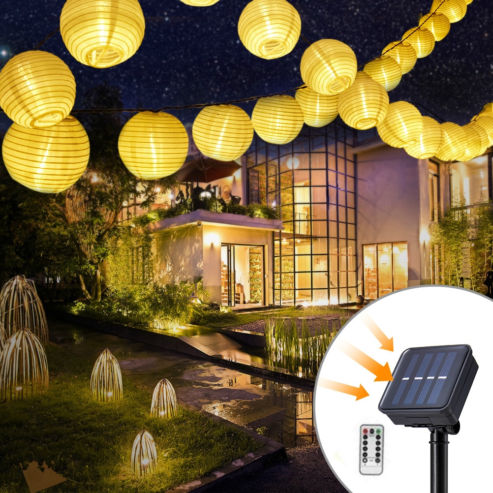 Solar Light LED Lantern Garland Wedding Decor String Lights Outdoor Fairy Garden 