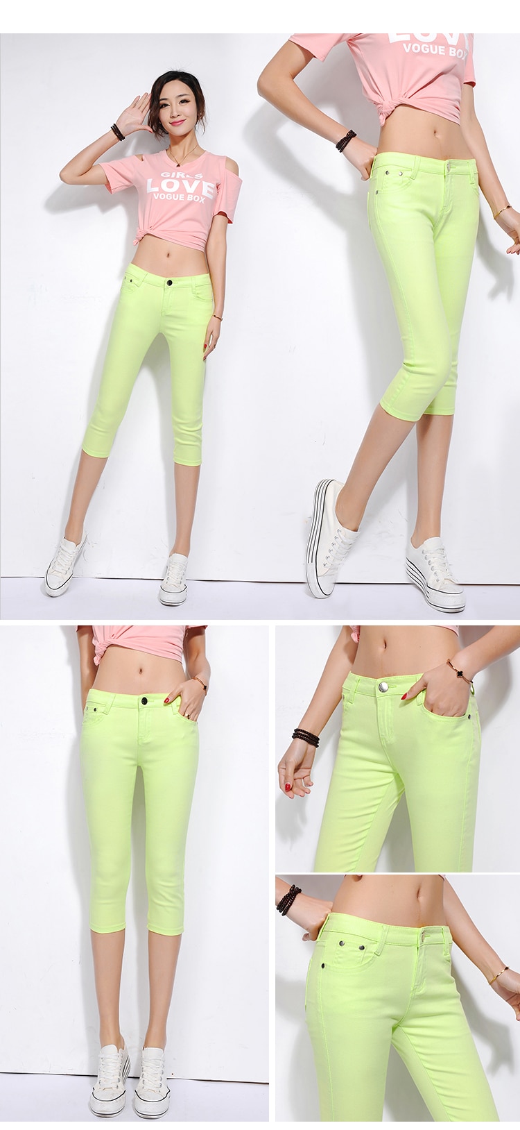 2018 New Spring Leisure Stretch Candy Color Cropped pants Female pencil pants Thin section Trousers Female feet Breeches (17)