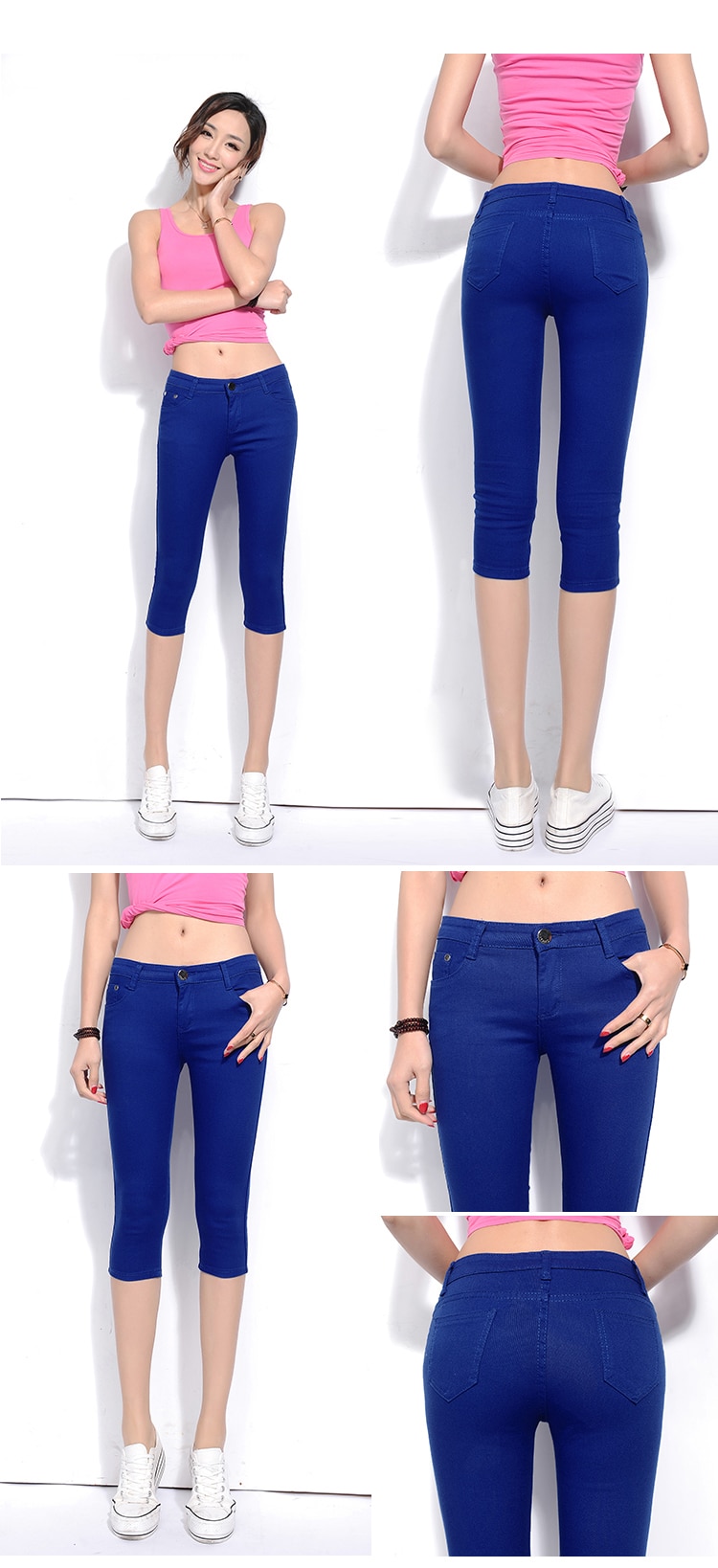 2018 New Spring Leisure Stretch Candy Color Cropped pants Female pencil pants Thin section Trousers Female feet Breeches (20)
