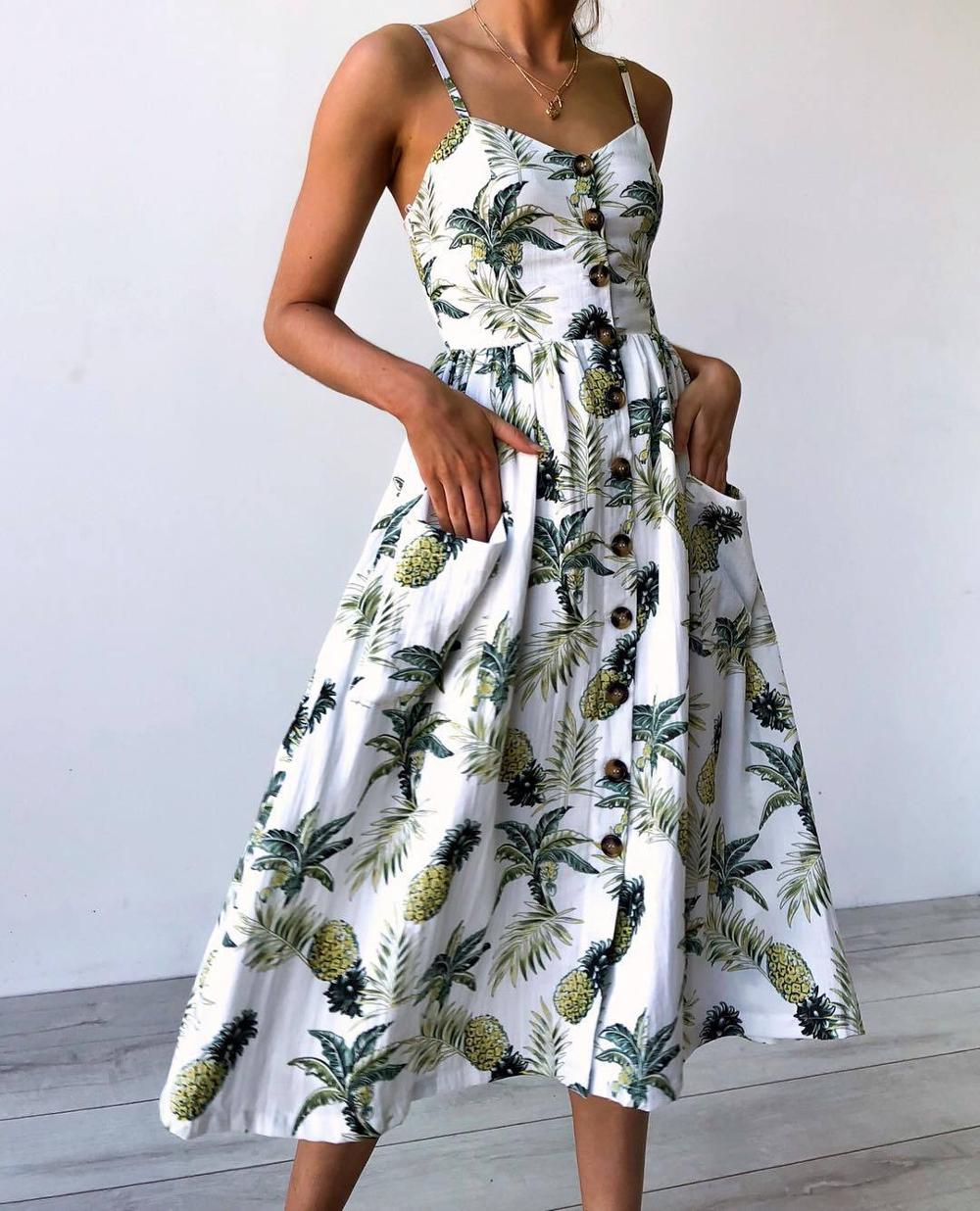 Women Print Floral Stripe Sexy Casual Boho Midi Dress | Amexza