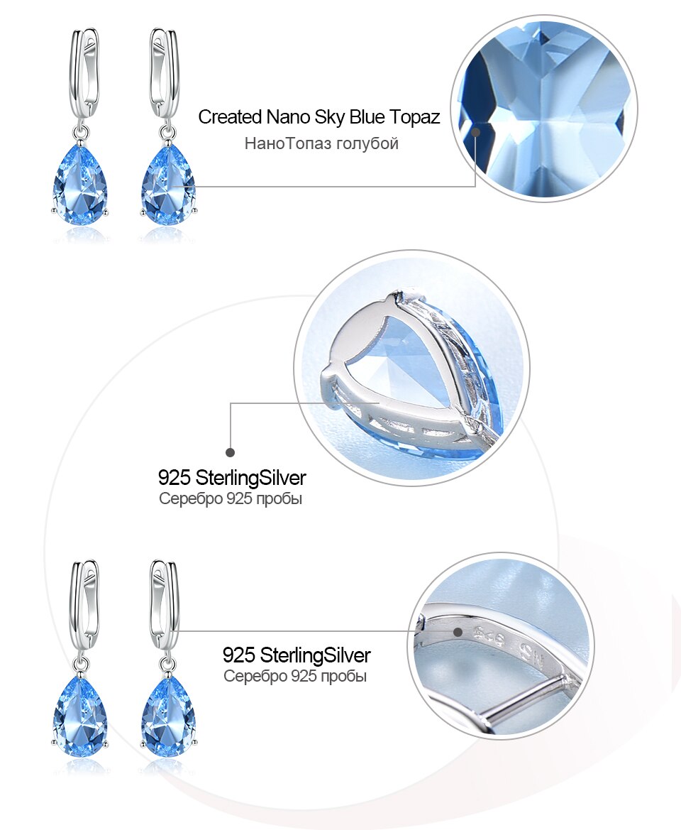 UMCHO  Nano Sky Blue Topaz 925 sterling silver earring for women EUJ095B-1-pc (7)