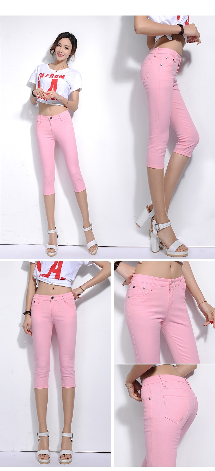 2018 New Spring Leisure Stretch Candy Color Cropped pants Female pencil pants Thin section Trousers Female feet Breeches (12)