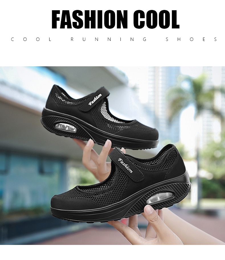 STS Brand 2019 New Fashion Women Sneakers Casual Air Cushion Hook & Loop Loafers Flat Shoes Women Breathable Mesh Mother's Shoes (9)