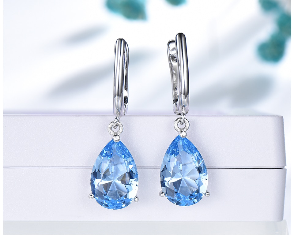 UMCHO  Nano Sky Blue Topaz 925 sterling silver earring for women EUJ095B-1-pc (5)