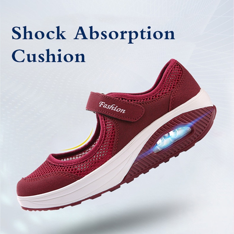 STS Brand 2019 New Fashion Women Sneakers Casual Air Cushion Hook & Loop Loafers Flat Shoes Women Breathable Mesh Mother's Shoes (5)