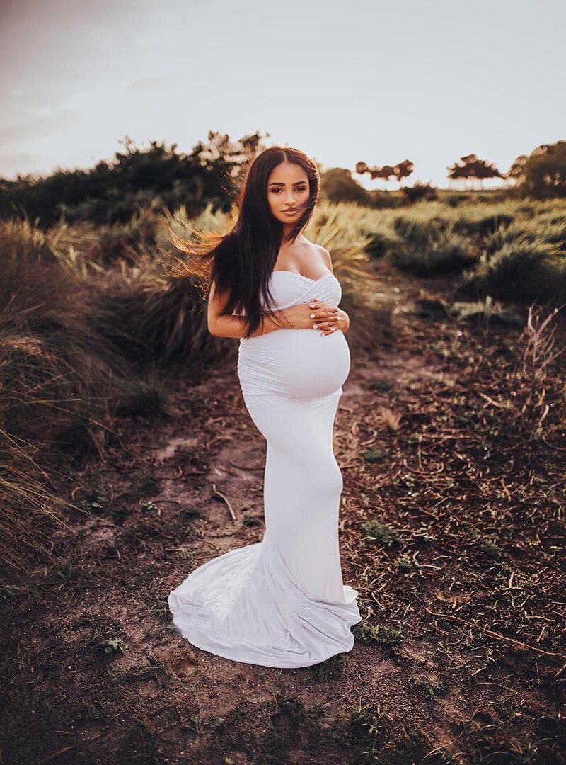 Long Maternity Dresses Photography Props Sexy Shoulderless Pregnant Dress Photo Shooting Pregnancy Maxi Maternity Gown For Women (2)