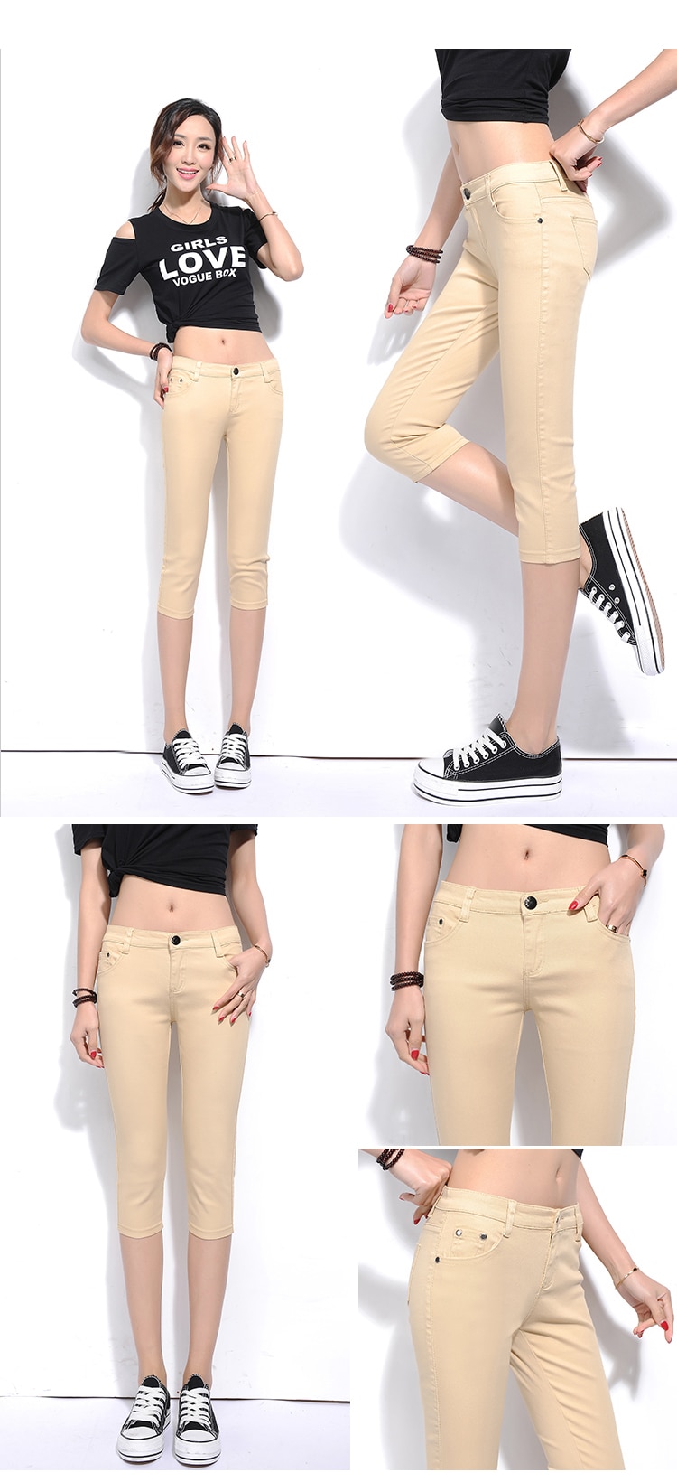 2018 New Spring Leisure Stretch Candy Color Cropped pants Female pencil pants Thin section Trousers Female feet Breeches (19)