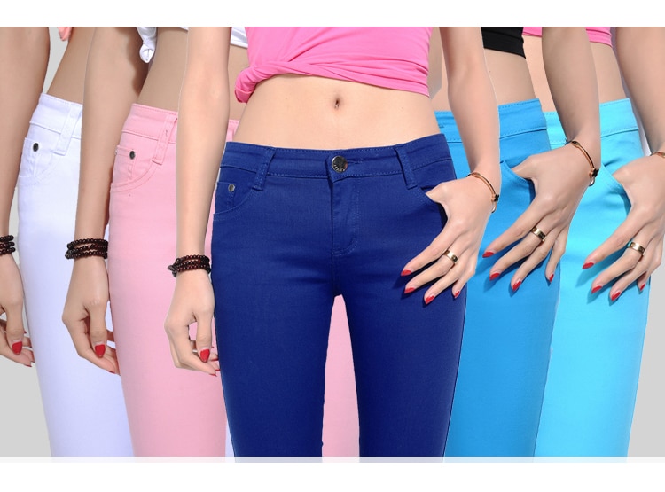 2018 New Spring Leisure Stretch Candy Color Cropped pants Female pencil pants Thin section Trousers Female feet Breeches (5)