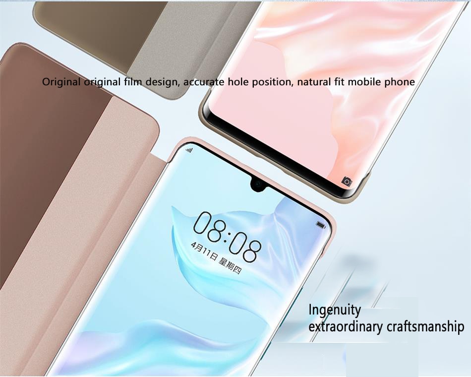 4Huawei P30 Flip Case Cover Original Huawei P30 Pro case Smart View Window Touch clear PU Leather Luxury Protective P30