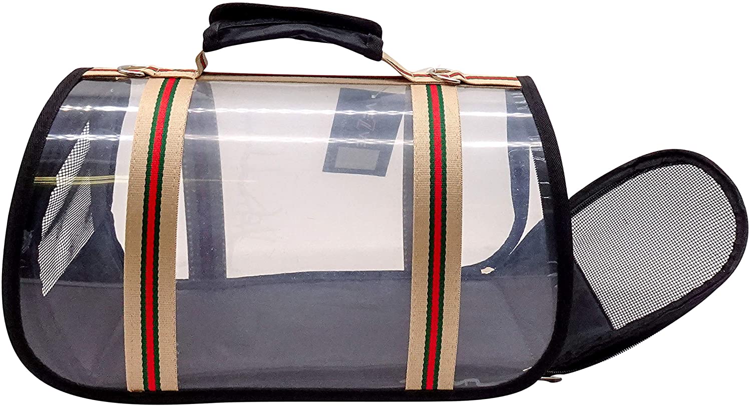Foldable Pet Handbag Transparent Design Breathable Shoulder Tote Bag