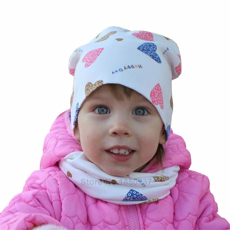 love heart baby hat cap scarf