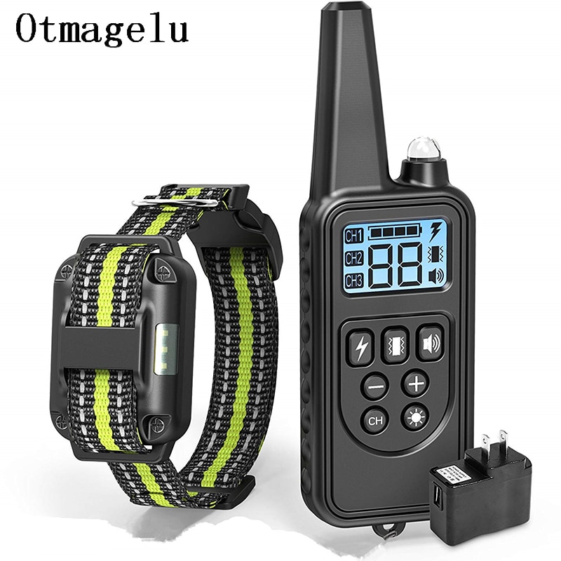 800m Electric Dog Training Collar with LCD Display Pet Remote Control Waterproof Rechargeable Collars for Shock Vibration Sound