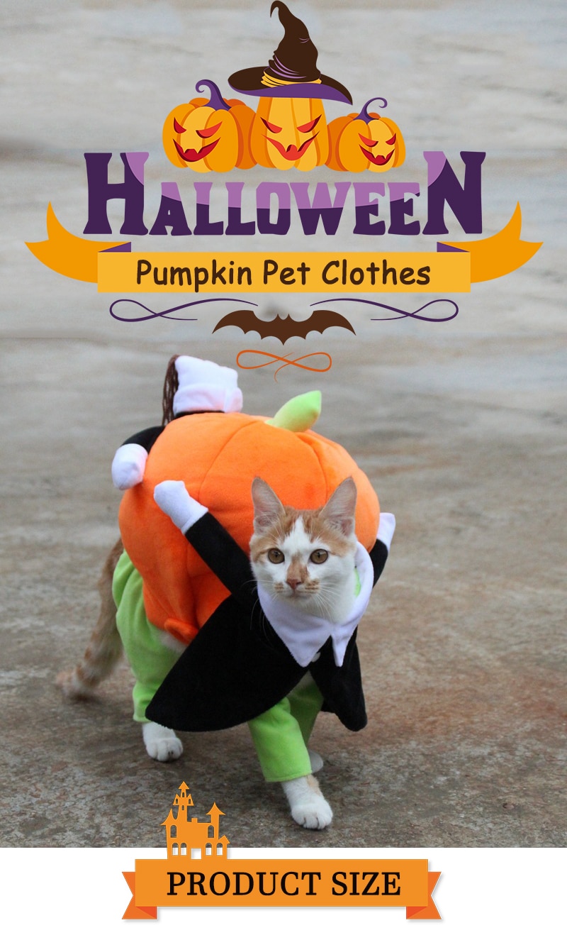 Halloween Funny Pet Cat Pumpkin Costume