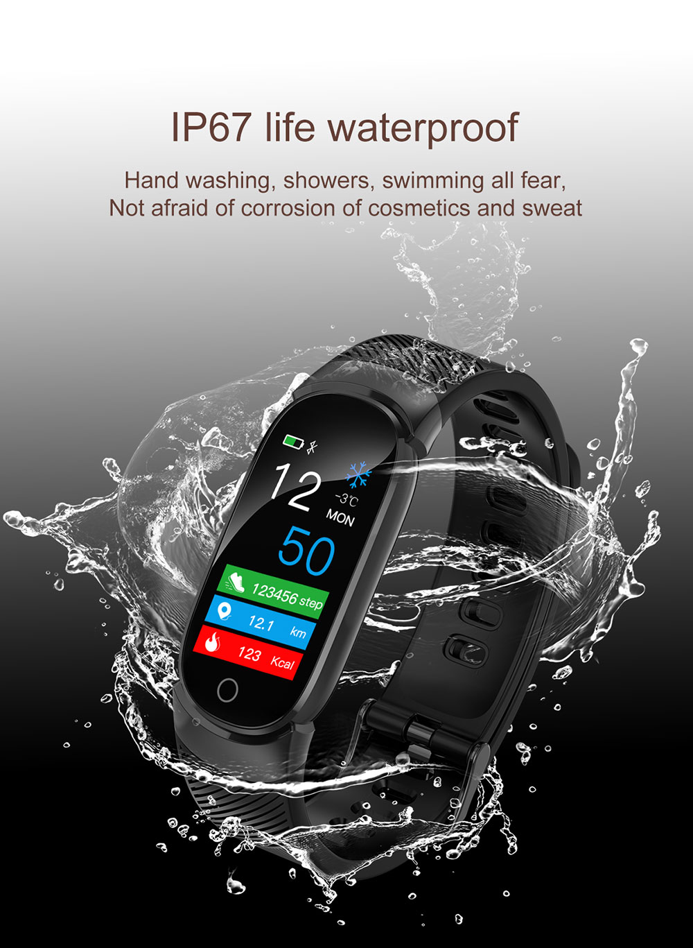 smart fitness bracelet watch smart bracelet Blood pressure measurement fitness tracker heart rate monitor watch waterproof ip67 (12)