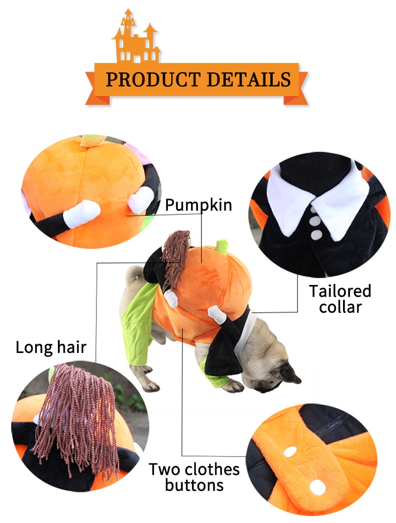 Halloween Funny Pet Cat Pumpkin Costume