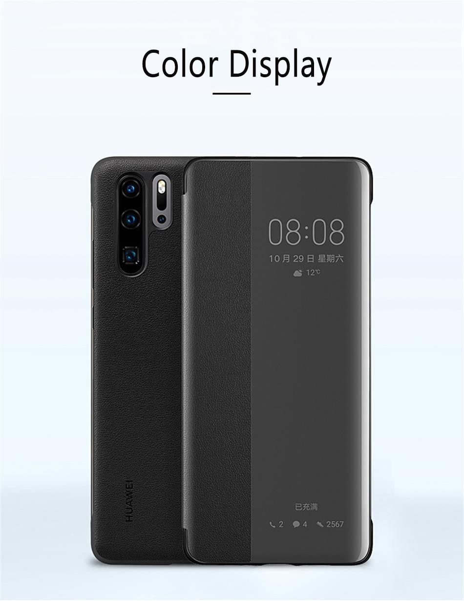 5Huawei P30 Flip Case Cover Official Huawei P30 Pro case Smart View Window Luxury PU Leather Protective Wake up P30