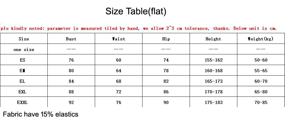 size table