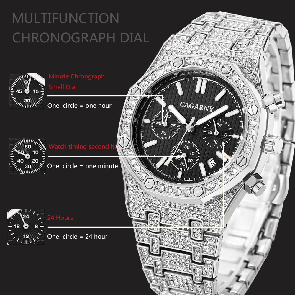 Bling Iced Out Watch for Men Relojes Hombre 2020 cagarny New Watches Men Luxury Brand Chronograph Male Sport Watches Waterproof (43)