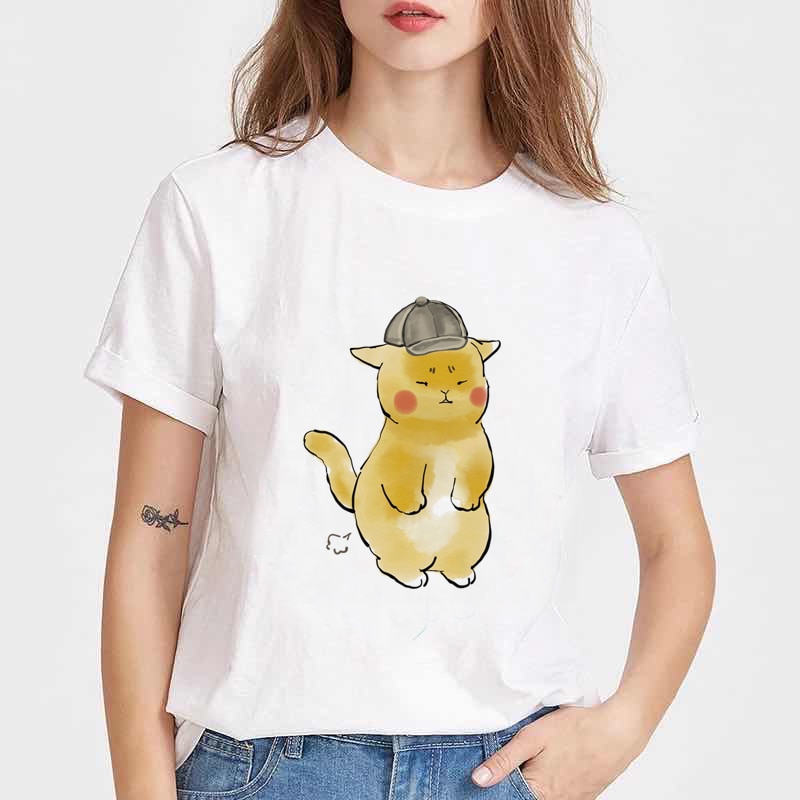 Japanese Sushi Cat Print Harajuku women T-shirt Female Tee Shirt