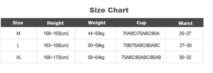 Size table for rash guard