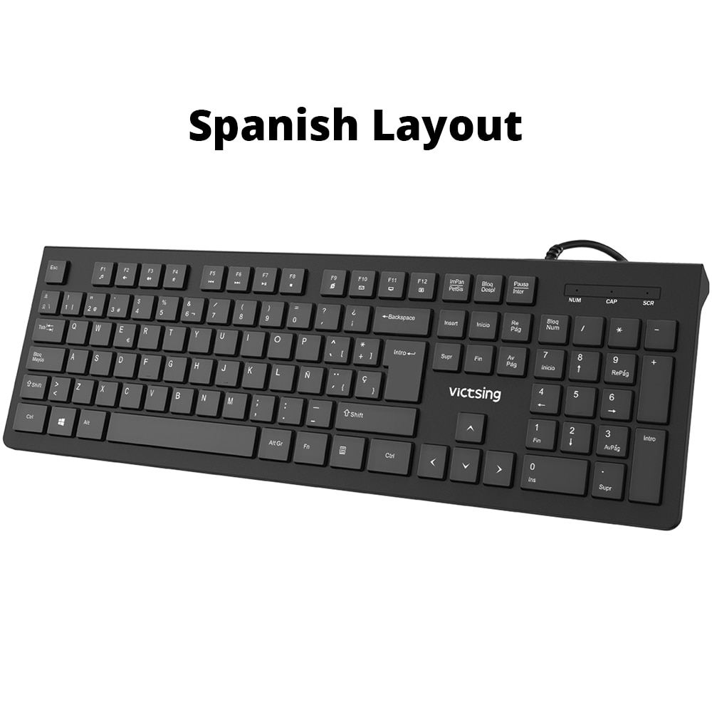 VicTsing PC206 Wired Keyboard Portable Slim Membrane Chiclet Keyboard 104 Keycaps For Tablet Desktop Laptop PC Computer Keyboard (9)