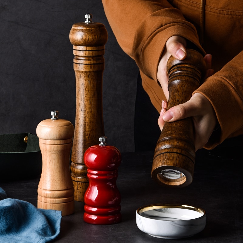 Classical Wood Pepper Spice Mill Grinder Set (6)