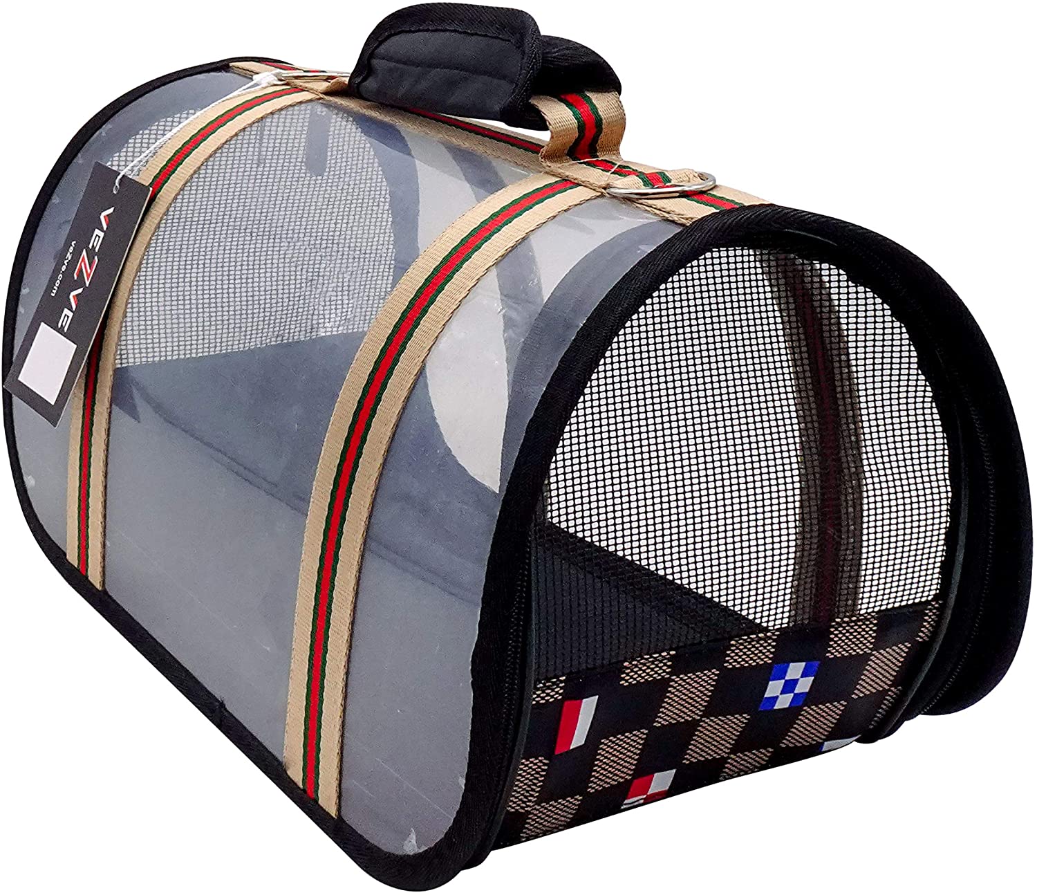Foldable Pet Handbag Transparent Design Breathable Shoulder Tote Bag