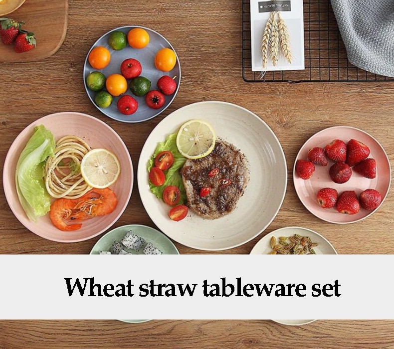 4 Pcs Wheat straw Dinnerware Set