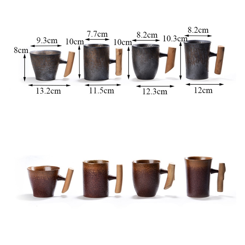 TOPONE Japanese-style Vintage Ceramic Coffee Mug Tumbler Rust Glaze Te