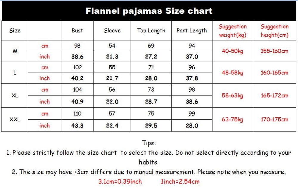 flannel size