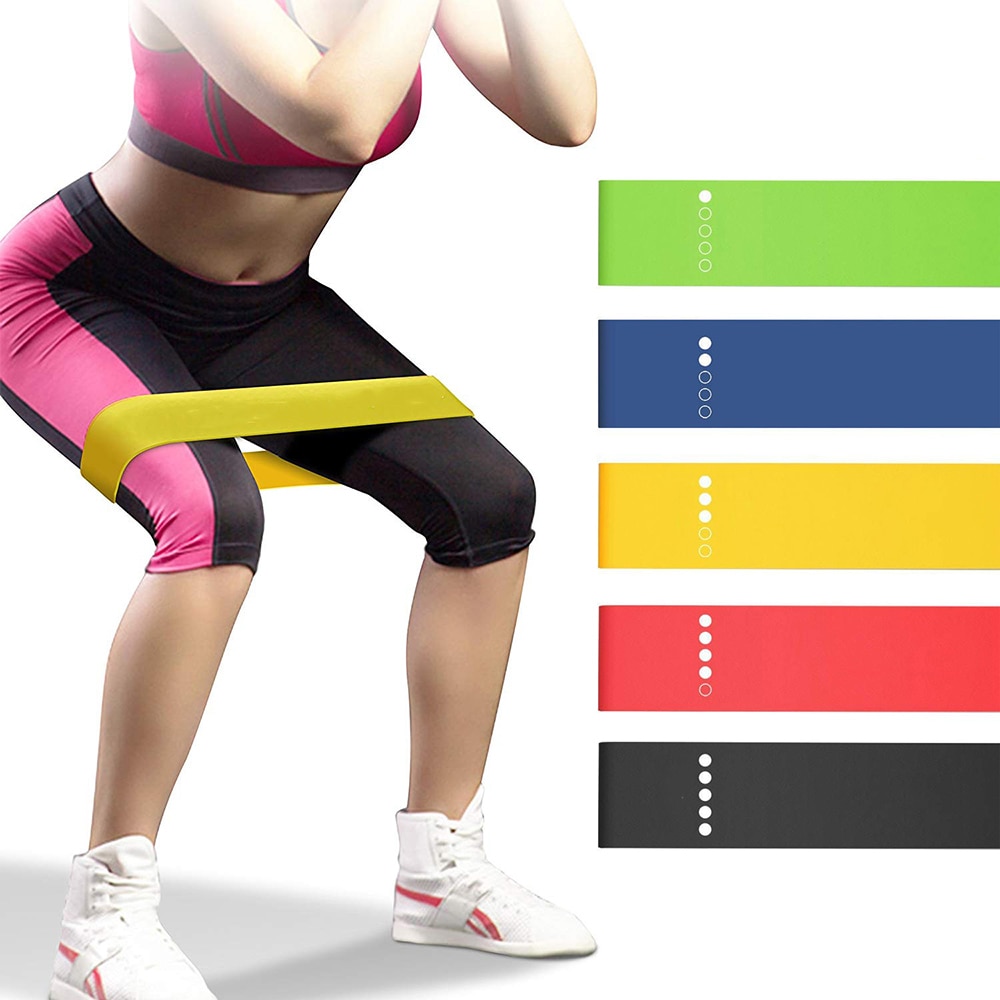 Yoga Resistance Bands 5 Colors Resistance Loop Stretching Pilates Fitness Equipment Gym Home Sport Training Workout (5lb- 25lb) (10)