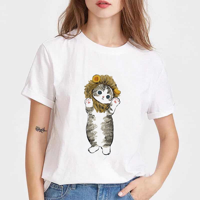 Japanese Sushi Cat Print Harajuku women T-shirt Female Tee Shirt