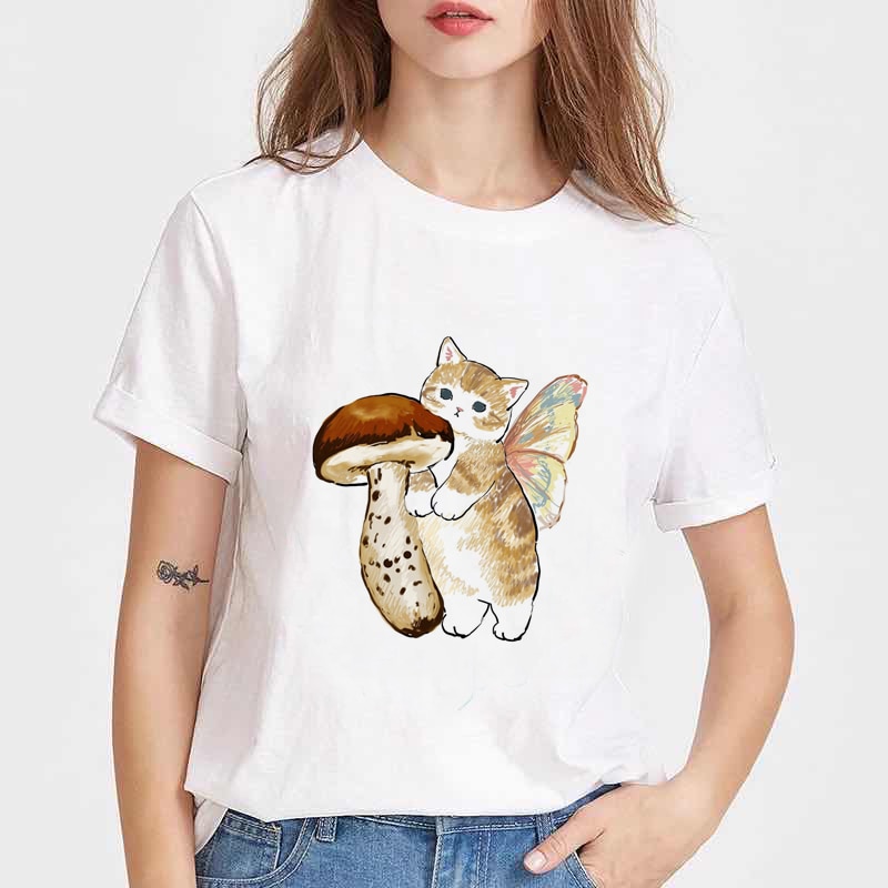 Japanese Sushi Cat Print Harajuku women T-shirt Female Tee Shirt