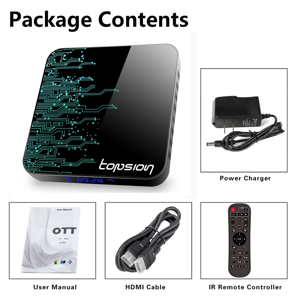 Smart TV Box Android 10 4GB-32GB-64GB 4K 3D Video 2.4G/5GHz Wifi+Bluetooth