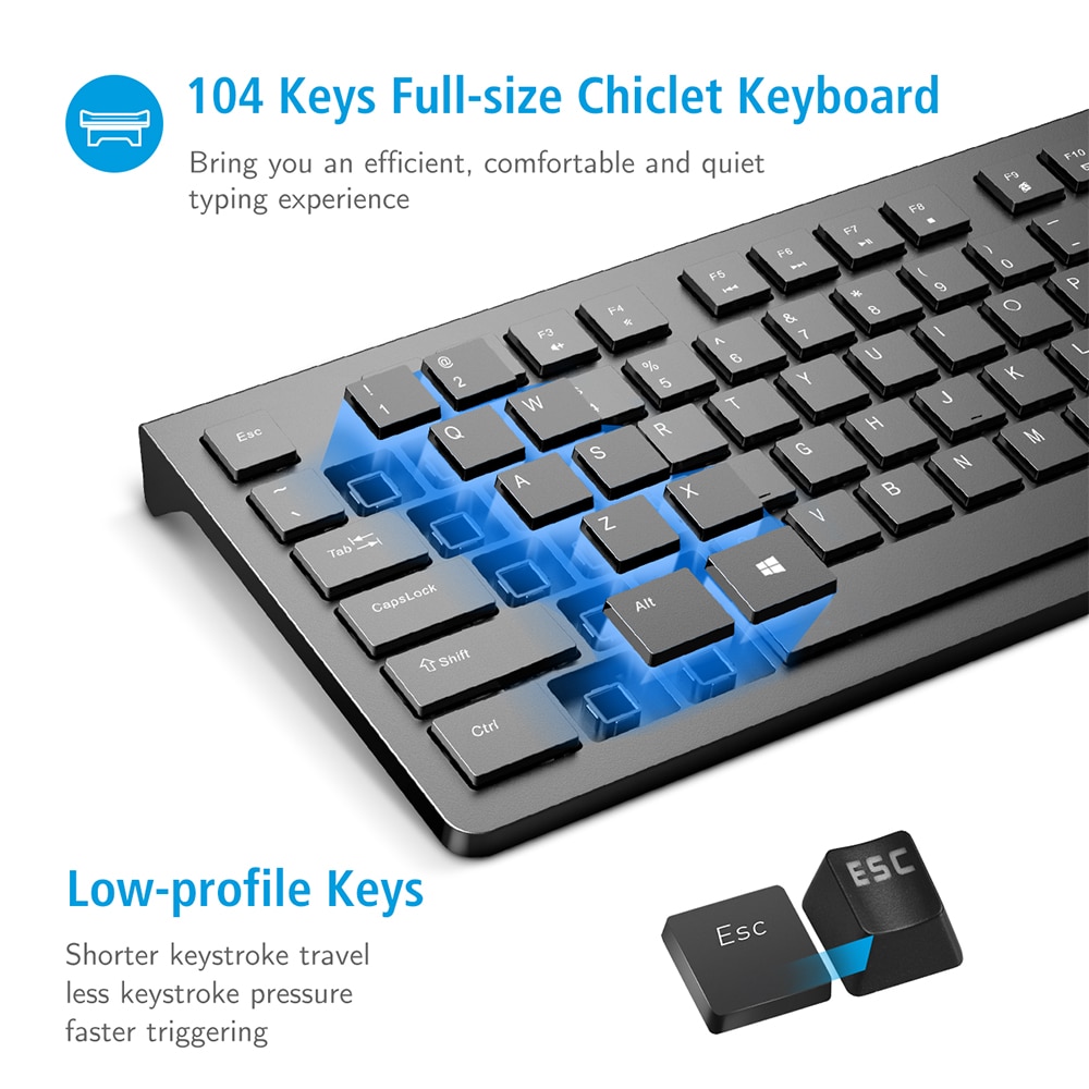 VicTsing PC206 Wired Keyboard Portable Slim Membrane Chiclet Keyboard 104 Keycaps For Tablet Desktop Laptop PC Computer Keyboard (1)